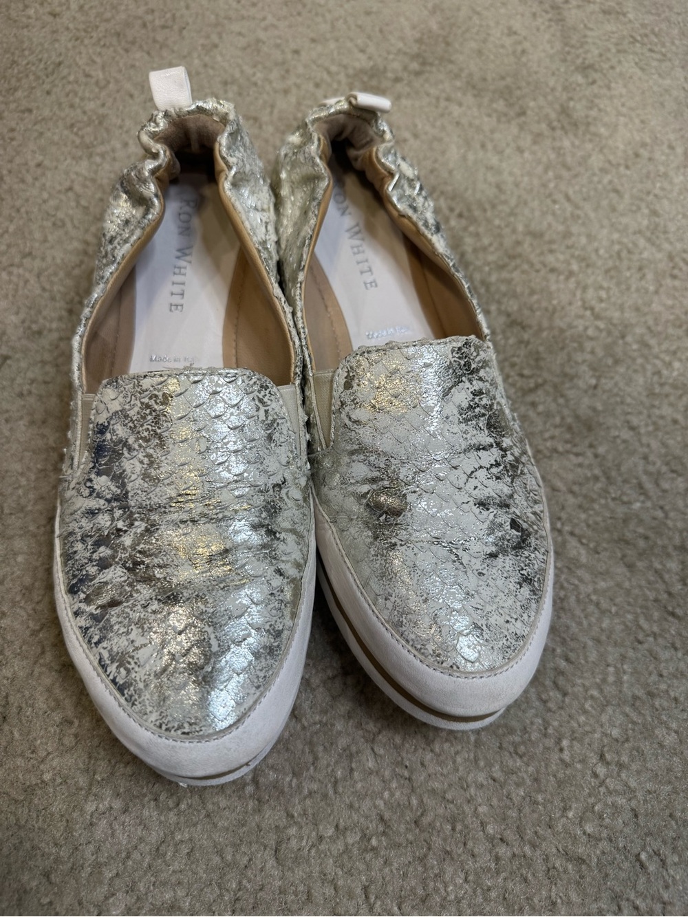 Ron White Gold Metallic Slip-On Mules